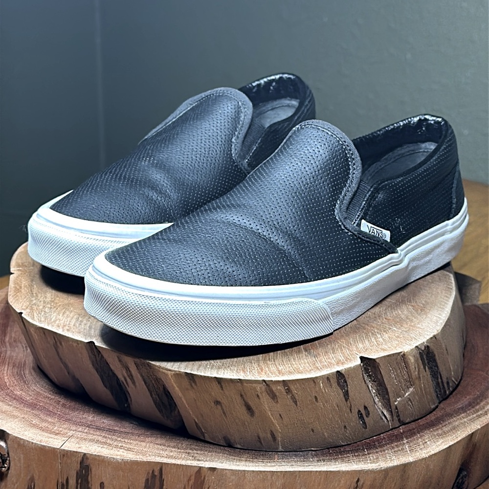 VANS Asher Perforated Leather Slip-On (Unisex - Men’s 7, Woman’s 8 1/2) - Picture 2 of 16
